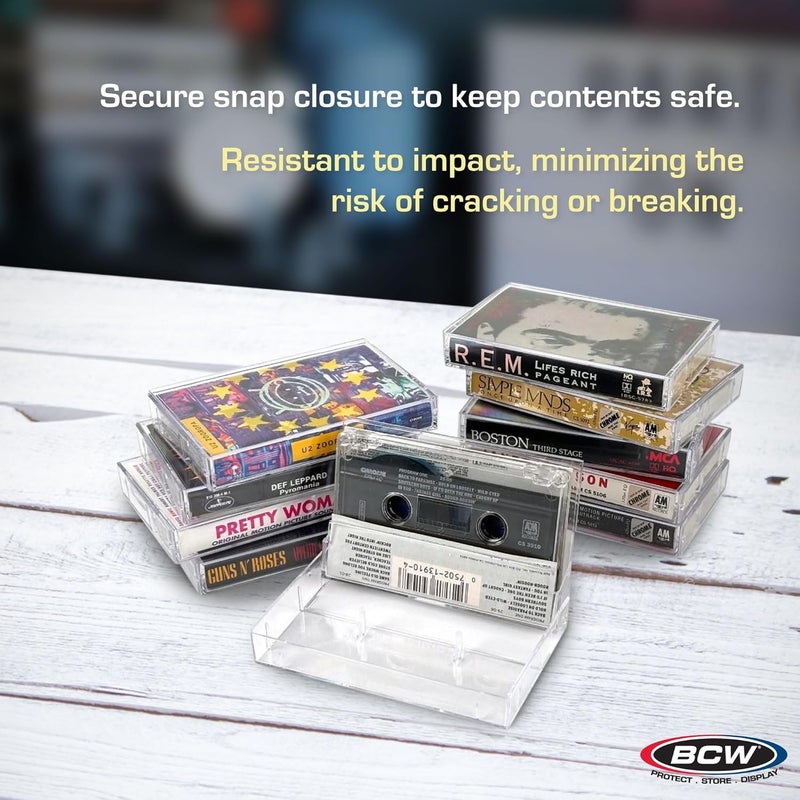 BCW Cassette Tape Case | CE Accessory | 10 Pack | Clear Polystyrene Norelco-Style Cases for Audio Cassette Storage & Protection - Image 4